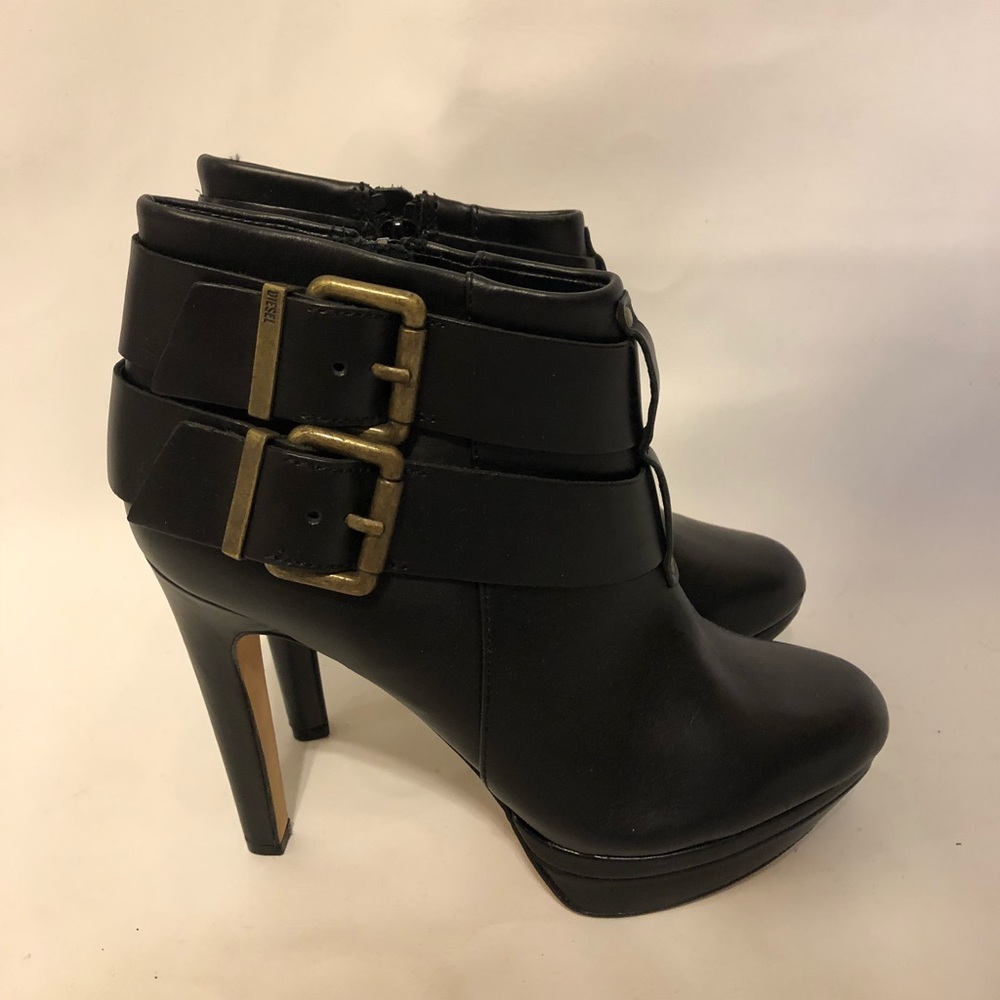 Diesel leather buckle bootie